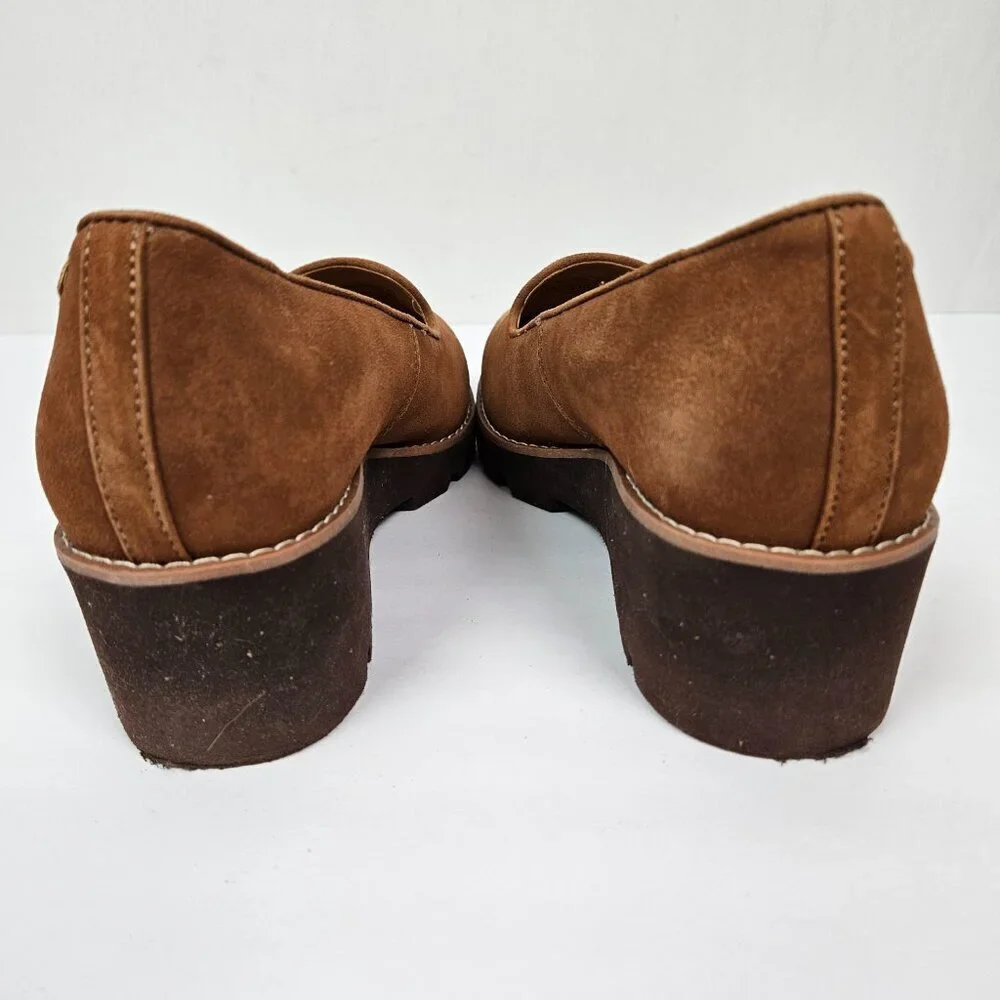 Vionic Brown Suede Willa Wedge Shoes‎ Arch Support Neutral Comfortable Lug Sole